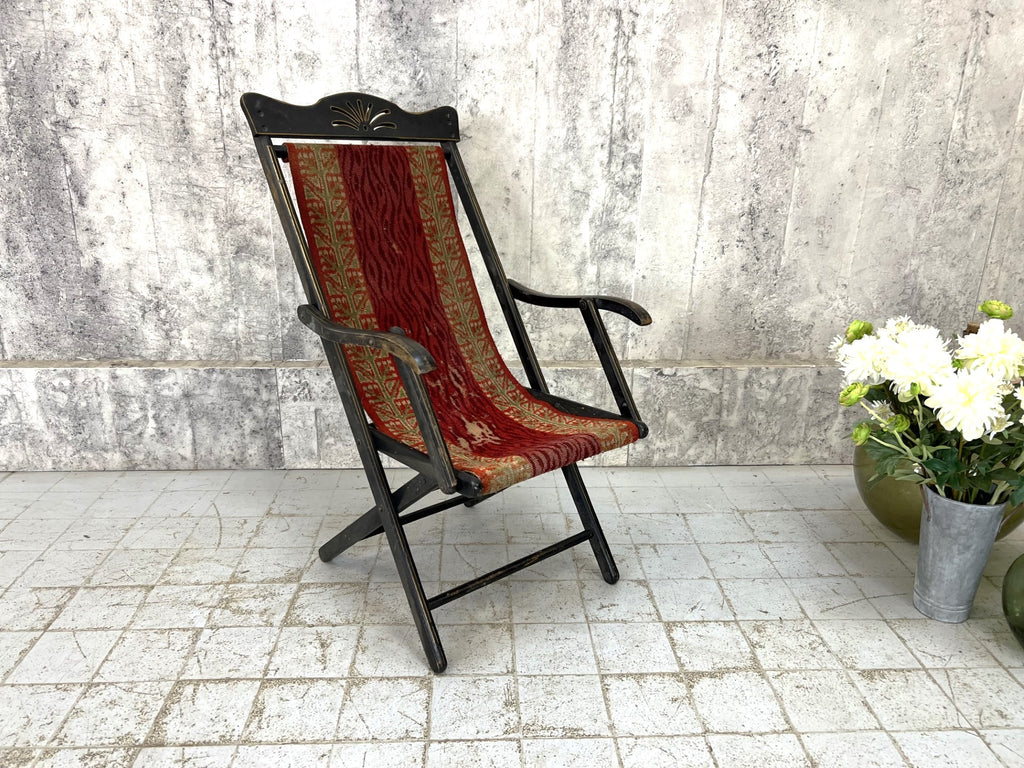Napoleon III Ebonsied Tapestry Deck Chair
