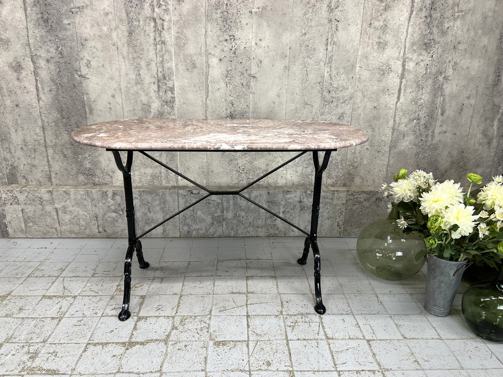 Oval Pink Marble Kitchen Bistro Table