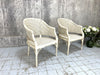 Pair of Shabby Chic Mid Century Wicker and Cane Armchairs
