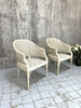 Pair of Shabby Chic Mid Century Wicker and Cane Armchairs