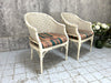 Pair of Shabby Chic Mid Century Wicker and Cane Armchairs