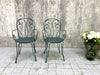Pair of Green French Decorative Metal Garden Chairs