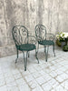 Pair of Green French Decorative Metal Garden Chairs