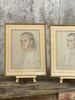 'Shoulder Length Portrait of a Lady' and 'Portrait of a Man' Framed Pair Signed Jane de Glehn Portraits