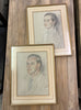 'Shoulder Length Portrait of a Lady' and 'Portrait of a Man' Framed Pair Signed Jane de Glehn Portraits