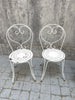 Pair of White French Decorative Metal Garden Chairs (A)