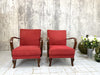 Pair of Red Mid Century Lounge Chairs