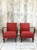 Pair of Red Mid Century Lounge Chairs