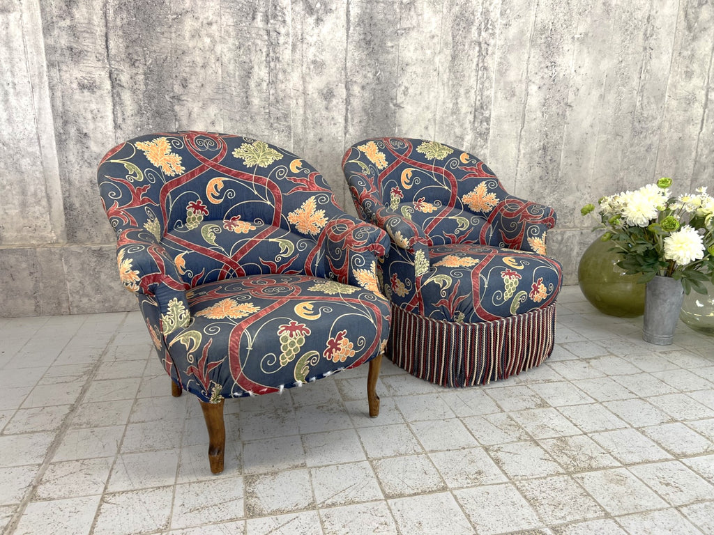 Pair of Napoleon III Blue Armchairs to Reupholster