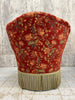 Pair of Red Jaquard Napoleon III Turned Leg Armchairs