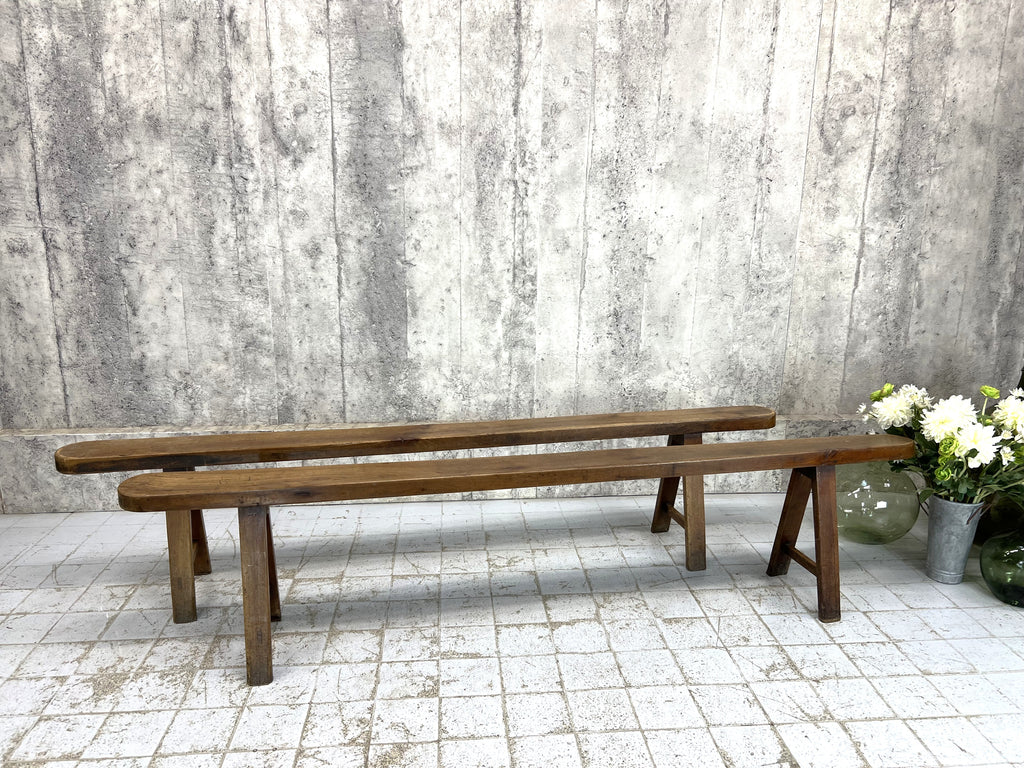 Pair of Solid Oak 218.5cm Long Benches