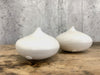 Pair of White Gilded Stem Moon Jar Vase Sculpture by Rosa