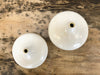Pair of White Gilded Stem Moon Jar Vase Sculpture by Rosa