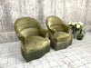 Pair of Mid Century Sage Green Velvet Crapaud Tub Armchairs To Reupholster