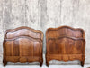 Pair Traditional French Walnut Wood Bed Frames