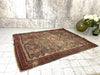 174cm x 135cm Burgundy, Blue and Beige Vintage Rug