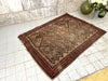 174cm x 135cm Burgundy, Blue and Beige Vintage Rug