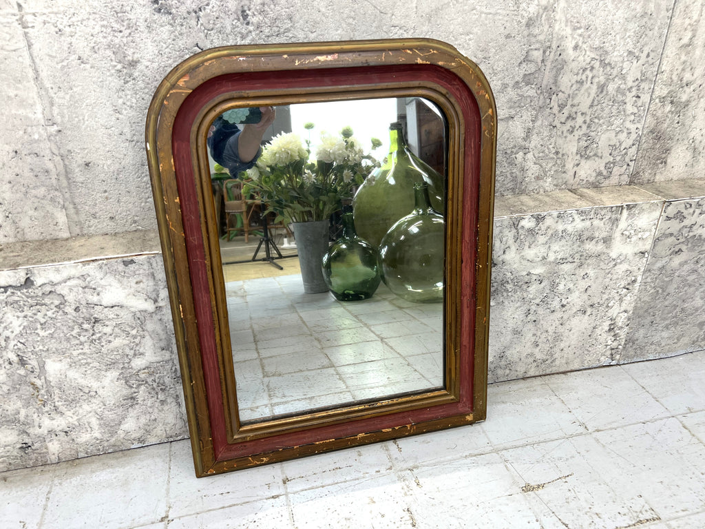 55cm High Red and Gold Louis Philippe Mirror