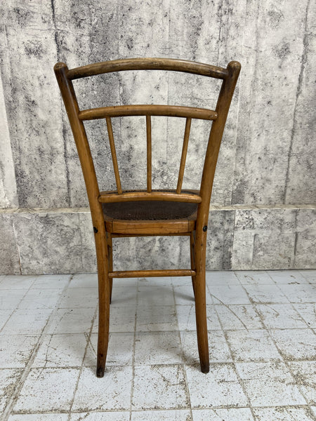 Set of Bistro Chairs with Original Leather Seat Pad – Vintage French