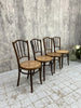 Set of Four Kohn Bentwood Bistro Chairs with Cane Seat Pads