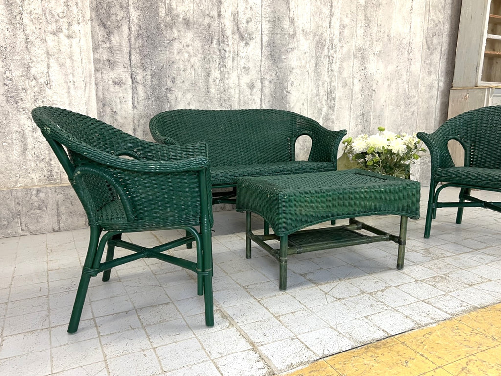 Four Piece Garden, Conservatory Set Sofa, Two Chairs and Footstool/Coffee Table