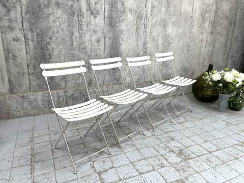 Set 4 White Folding Bistro Garden Chairs
