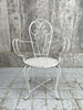 Set of Six White French Decorative Metal Garden Carver (3) and Chairs (3)