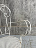 Set of Six White French Decorative Metal Garden Carver (3) and Chairs (3)