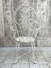 Set of Six White French Decorative Metal Garden Carver (3) and Chairs (3)