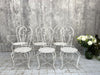 Set of Six White French Decorative Metal Garden Carver (3) and Chairs (3)