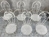 Set of Six White French Decorative Metal Garden Carver (3) and Chairs (3)