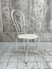 Set of Six White French Decorative Metal Garden Carver (3) and Chairs (3)