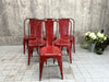 Set of 6 Red 1930's Style Tolix Metal Chairs