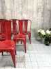 Set of 6 Red 1930's Style Tolix Metal Chairs