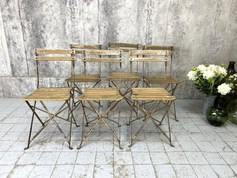 Set of 6 Natural Wood Folding Bistro Garden Chairs