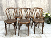 Set of 6 Bentwood Round Back Bistro Chairs with Embossed Seat Pad