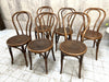 Set of 6 Bentwood Round Back Bistro Chairs with Embossed Seat Pad