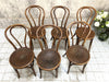 Set of 6 Bentwood Round Back Bistro Chairs with Embossed Seat Pad