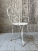 White Metal Painted Garden Table and Four Carvers