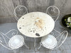 White Metal Painted Garden Table and Four Carvers
