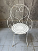 White Metal Painted Garden Table and Four Carvers