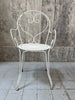White Metal Painted Garden Table and Four Carvers