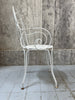 White Metal Painted Garden Table and Four Carvers