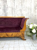 Art Deco Violet Jacquard Velvet and Walnut Wood Canape Sofa