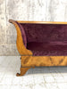 Art Deco Violet Jacquard Velvet and Walnut Wood Canape Sofa