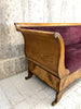 Art Deco Violet Jacquard Velvet and Walnut Wood Canape Sofa