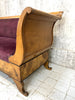 Art Deco Violet Jacquard Velvet and Walnut Wood Canape Sofa