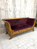 Art Deco Violet Jacquard Velvet and Walnut Wood Canape Sofa