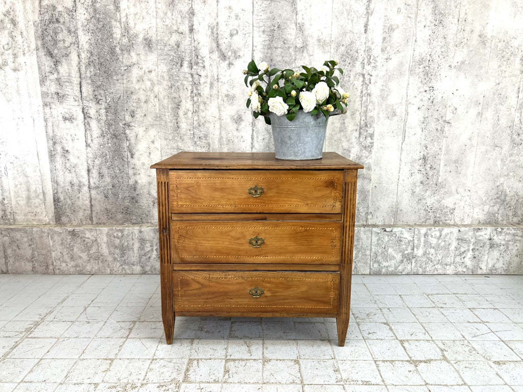 Three Drawer Chest of Drawers with Decorative Inlay