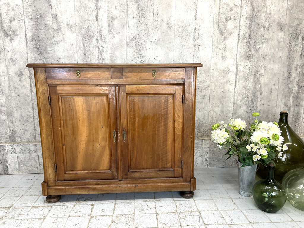 Walnut Wood Side Board / 2 Drawers over Cupboard